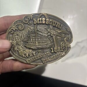 Beautiful Vintage USA Made MISSOURI Gateway to the West Solid Brass Belt Buckle